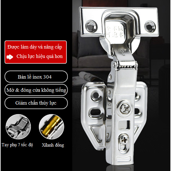 Bản lề giảm chấn Inox 304, Bản lề tủ