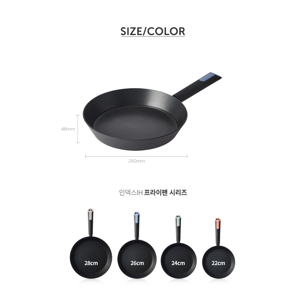 Chảo Chống Dính Index LocknLock 26cm CAF2605 - Hàng Chính Hãng, Dùng được bếp từ, tay cầm - K-MALL