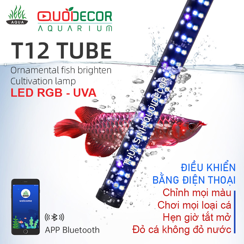 Đèn led chỉnh app RGB UVA Week T12 TUBE chuyên dụng lên màu cho cá cảnh ...