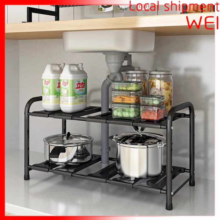 kệ tiện ích Kệ gầm bếp bồn rửa bếp Kệ Giá để nồi bếp 2 tầng Đa chức năng và gọn gàng kệ bếp đa năng chắc chắn