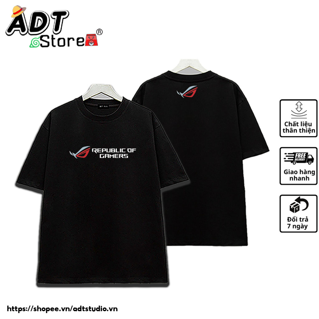 Áo thun ASUS ROG REPUBLIC OF GAMERS ROG nam nữ Cao Cấp - Đen/Trắng Cổ ...