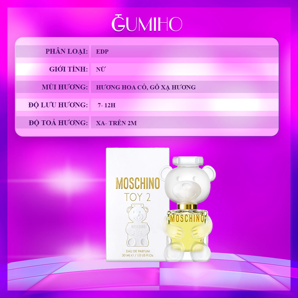 Nước Hoa Nữ Moschino Toy 2 Dễ thương, Trẻ trung, Tươi Mới - Hương hoa cỏ, gỗ, xạ hương  - GumihoPerfume | BigBuy360 - bigbuy360.vn