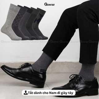 Hộp 5 đôi tất nam cao cổ đi giày tây GOMTAT tone màu xám, vớ nam công sở cổ cao chất liệu cotton cao cấp - LUX-MIX15-CB5
