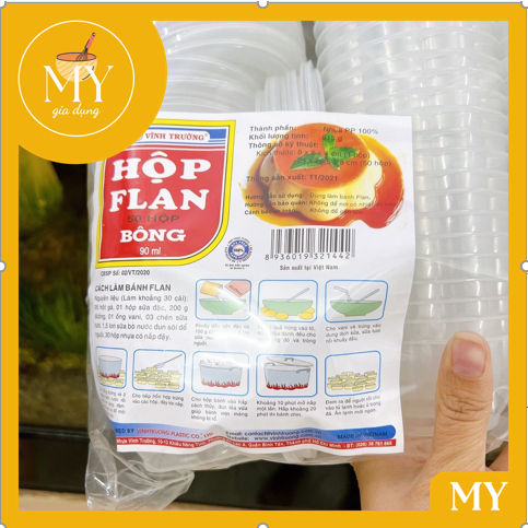 50 Hủ flan BÔNG Hoa Vĩnh trường 90ml  - Hủ làm bánh flan, Caramen có nắp CAO CẤP
