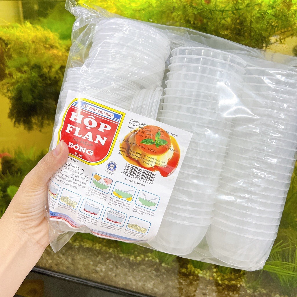50 Hủ flan BÔNG Hoa Vĩnh trường 90ml  - Hủ làm bánh flan, Caramen có nắp CAO CẤP