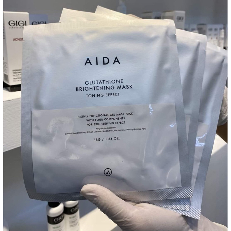 aida glutathione mask Mặt Nạ Collagen Căng Bóng Da Aida Glutathion Brightening Mask