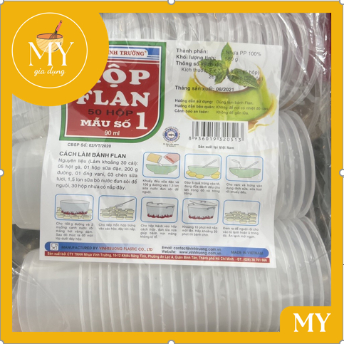 Combo 50Hũ bánh flan Vĩnh Trường số 1 90ml Caramen có nắp CAO CẤP Combo 50 hủ