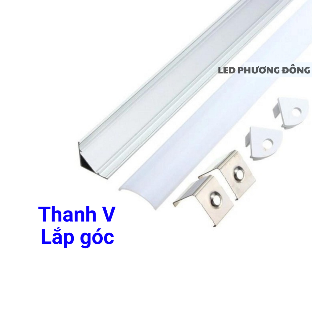 Thanh nhôm định hình Dùng cho LED thanh LED dây dán trang trí Dài 1m