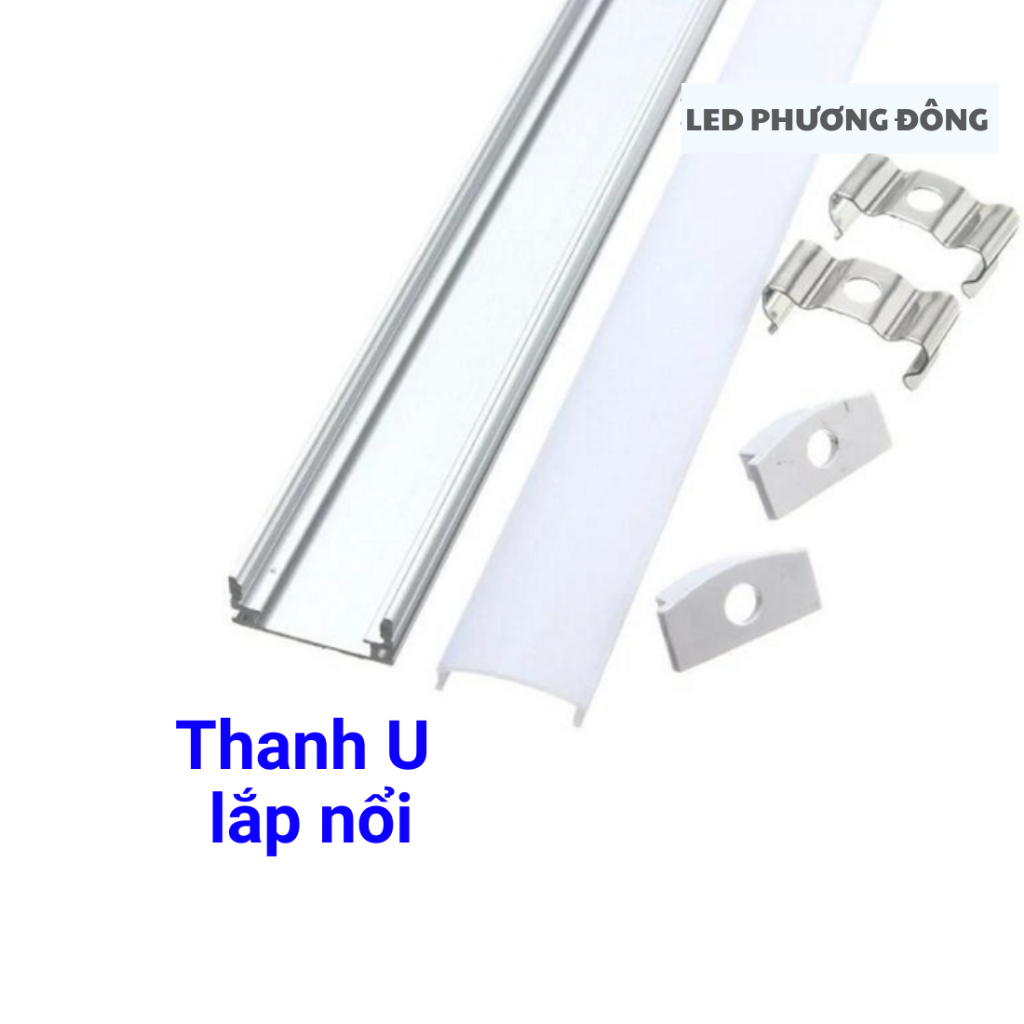 Thanh nhôm định hình Dùng cho LED thanh LED dây dán trang trí Dài 1m