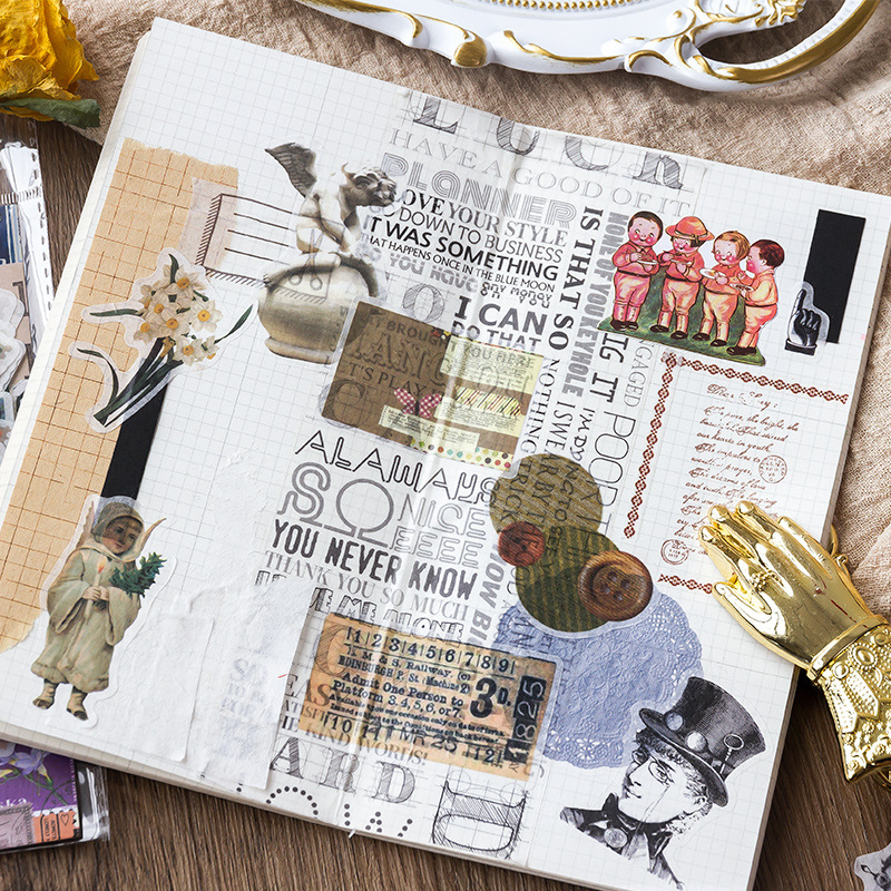 Sticker vintage dán sổ cute set 60 miếng dán HD84-K54 DIY Crafts, Scrapbook, Journal, Diary, Planner, Wal Seal Ect.