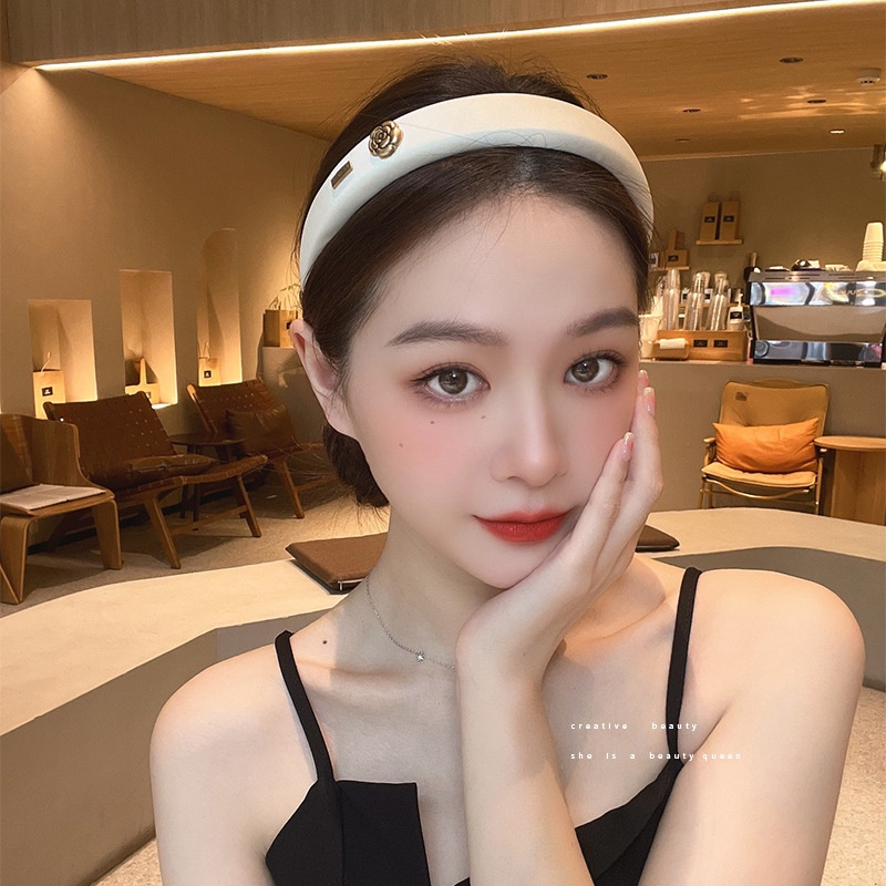 Bờm Tóc, Băng Đô Cài Tóc Đính Chữ Min, Đính Hoa Trà Xinh Xắn Sang Trọng Phụ Kiện Tóc Empoli