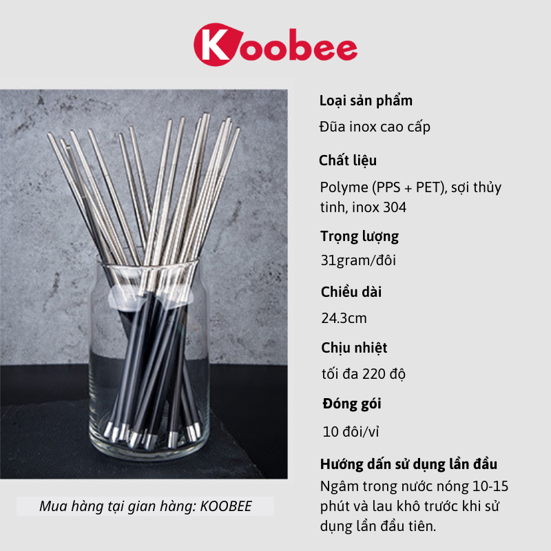 Set 10 Đôi Đũa Inox 304 Không Gỉ Kháng Khuẩn Chống Trợn Chịu Nhiệt - Bộ Đũa Ăn Cơm Không Mốc Cao Cấp (BA18)