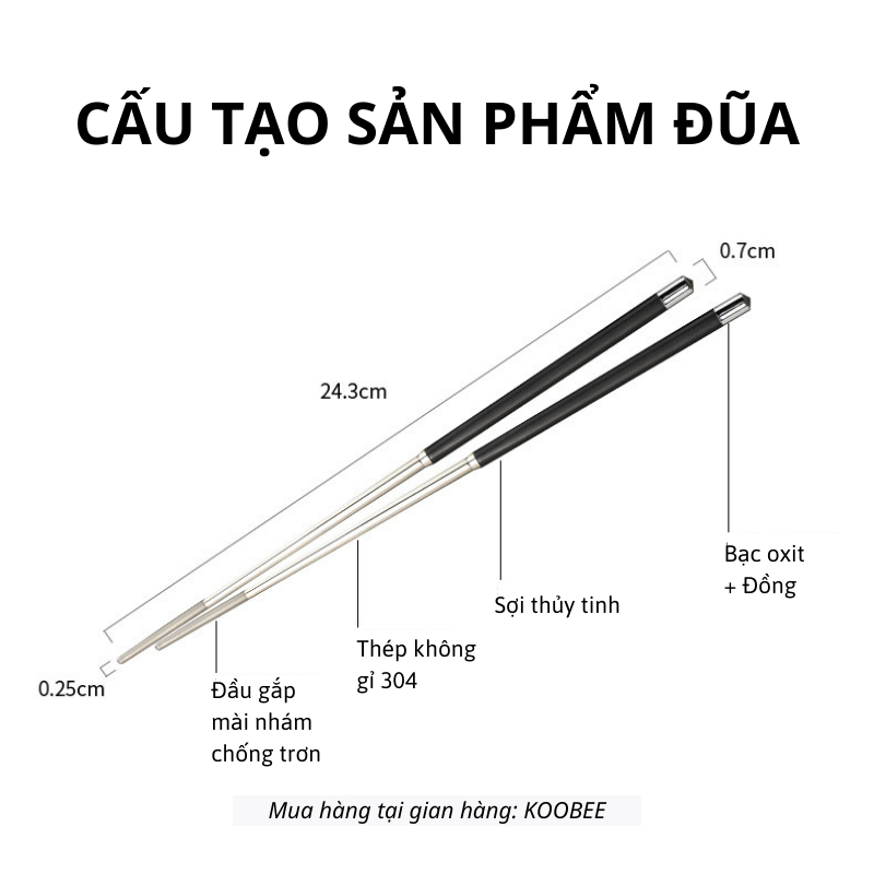Set 10 Đôi Đũa Inox 304 Không Gỉ Kháng Khuẩn Chống Trợn Chịu Nhiệt - Bộ Đũa Ăn Cơm Không Mốc Cao Cấp (BA18)