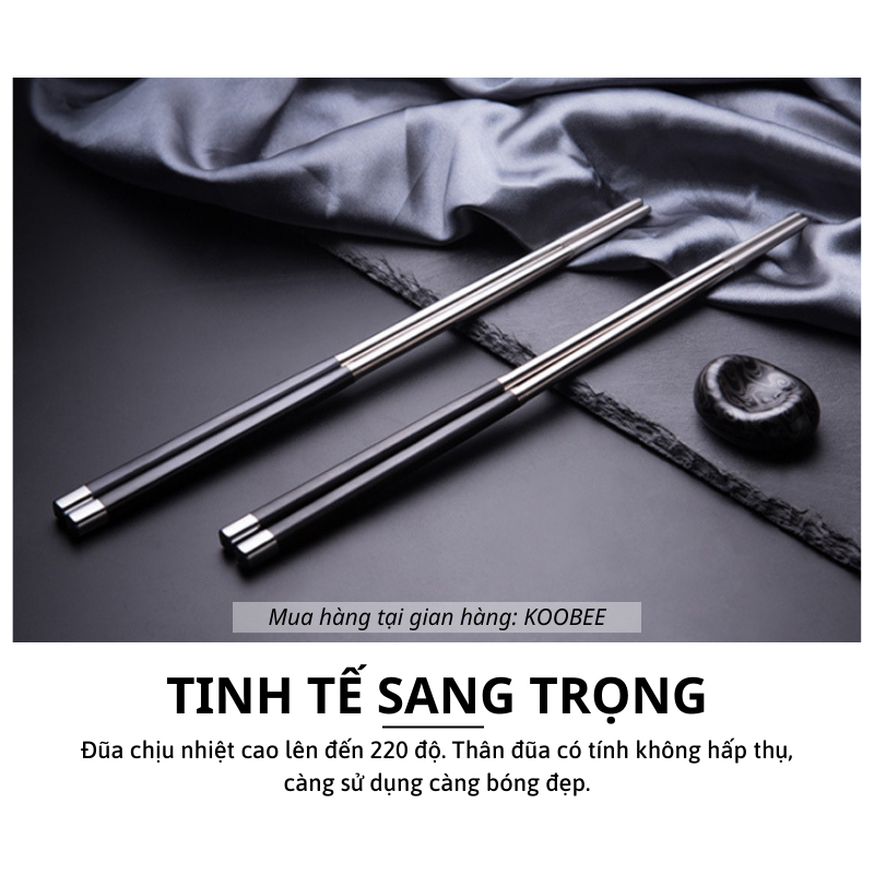 Set 10 Đôi Đũa Inox 304 Không Gỉ Kháng Khuẩn Chống Trợn Chịu Nhiệt - Bộ Đũa Ăn Cơm Không Mốc Cao Cấp (BA18)