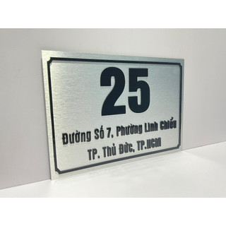 BẢNG, BIỂN SỐ NHÀ. Alu xước bạc + Mica, số nổi đế mica trong, ngoài trời