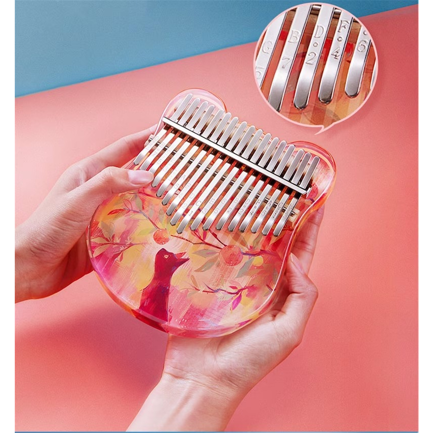 Đàn Kalimba 17 phím kalimba trong suốt, Thumb Piano phong cách dễ thương - Full Phụ Kiện