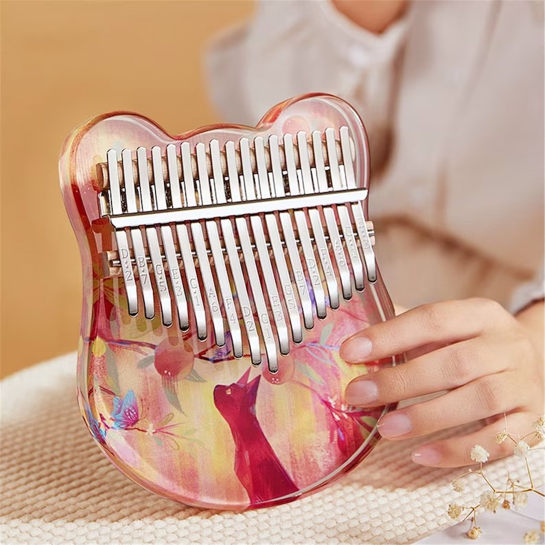 Đàn Kalimba 17 phím kalimba trong suốt, Thumb Piano phong cách dễ thương - Full Phụ Kiện