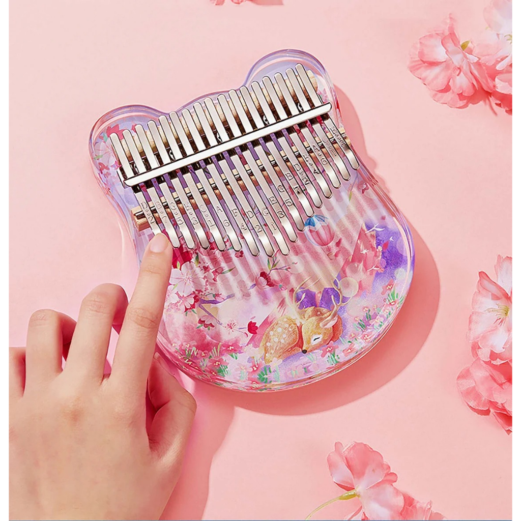 Đàn Kalimba 17 phím kalimba trong suốt, Thumb Piano phong cách dễ thương - Full Phụ Kiện