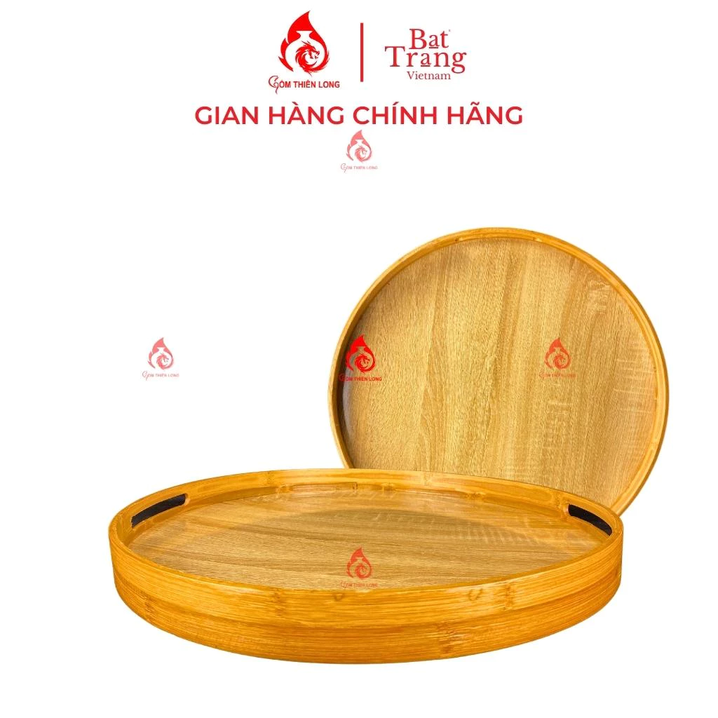 Khay gỗ bộ mặt trời khay gỗ tròn đựng bộ bát đĩa thắp hương hoa mặt trời - Gốm Thiên Long km240801