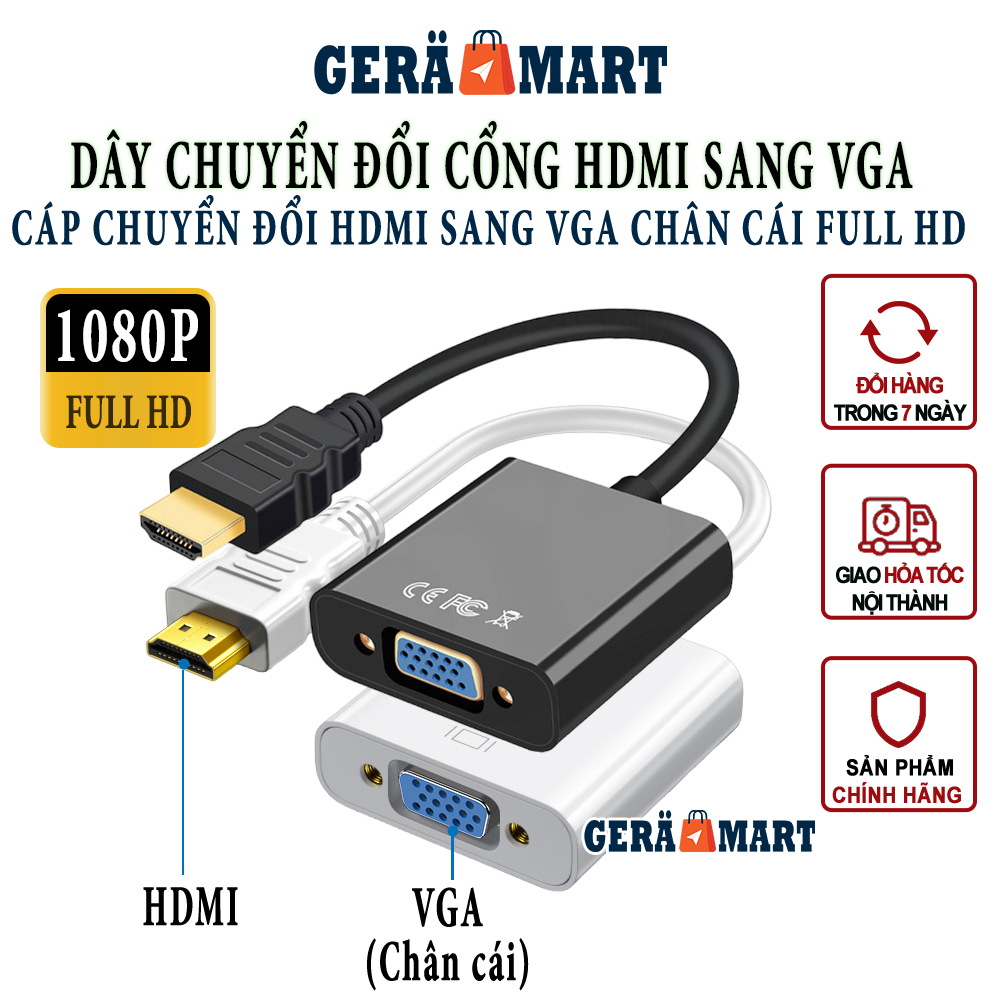 Dây cáp chuyển HDMI sang VGA (đầu cái) Full HD 1920x1080 - Cáp chuyển ...