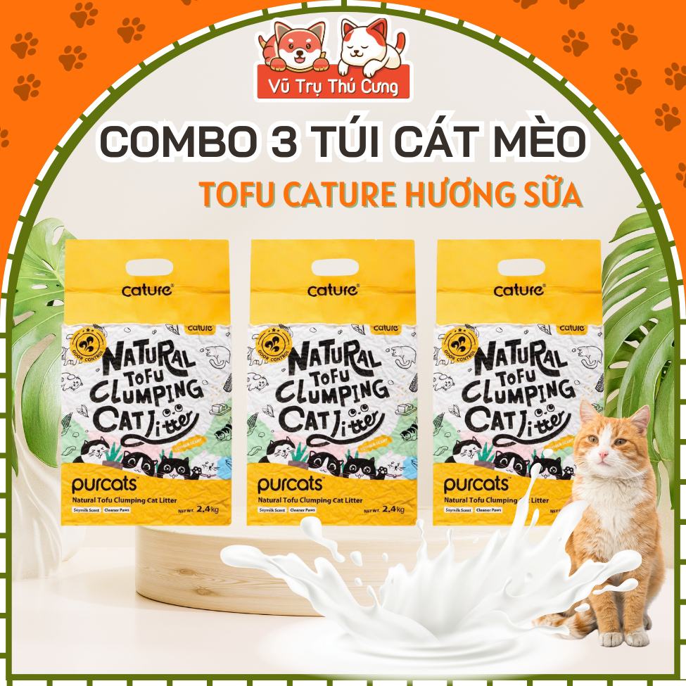 Combo 3 Túi Cát Đậu Nành Natural Tofu Cature Cho Mèo Đi Vệ Sinh
