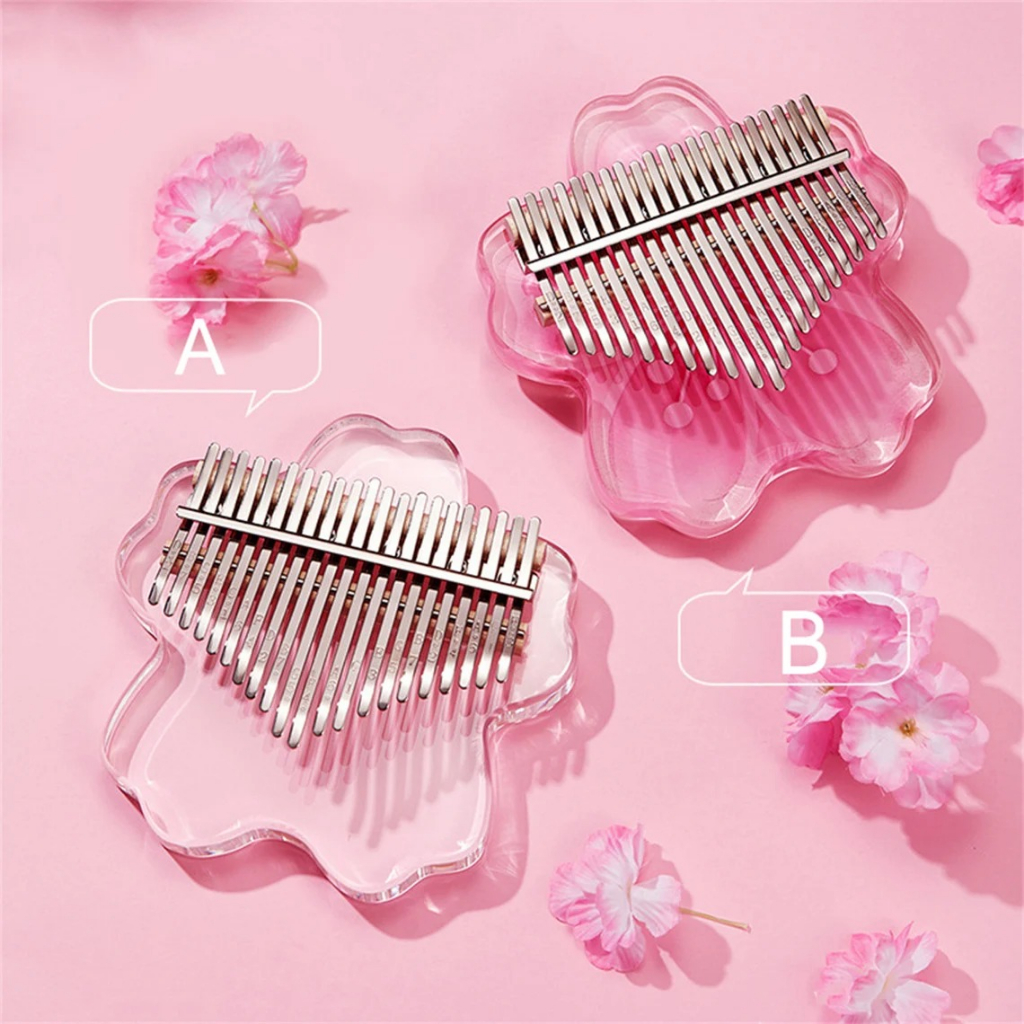 Đàn Kalimba Thumb Piano 17 key Hoa Anh Đào Trong Suốt Chất Liệu Acrylic 17 Phím - Tặng Full Phụ Kiện
