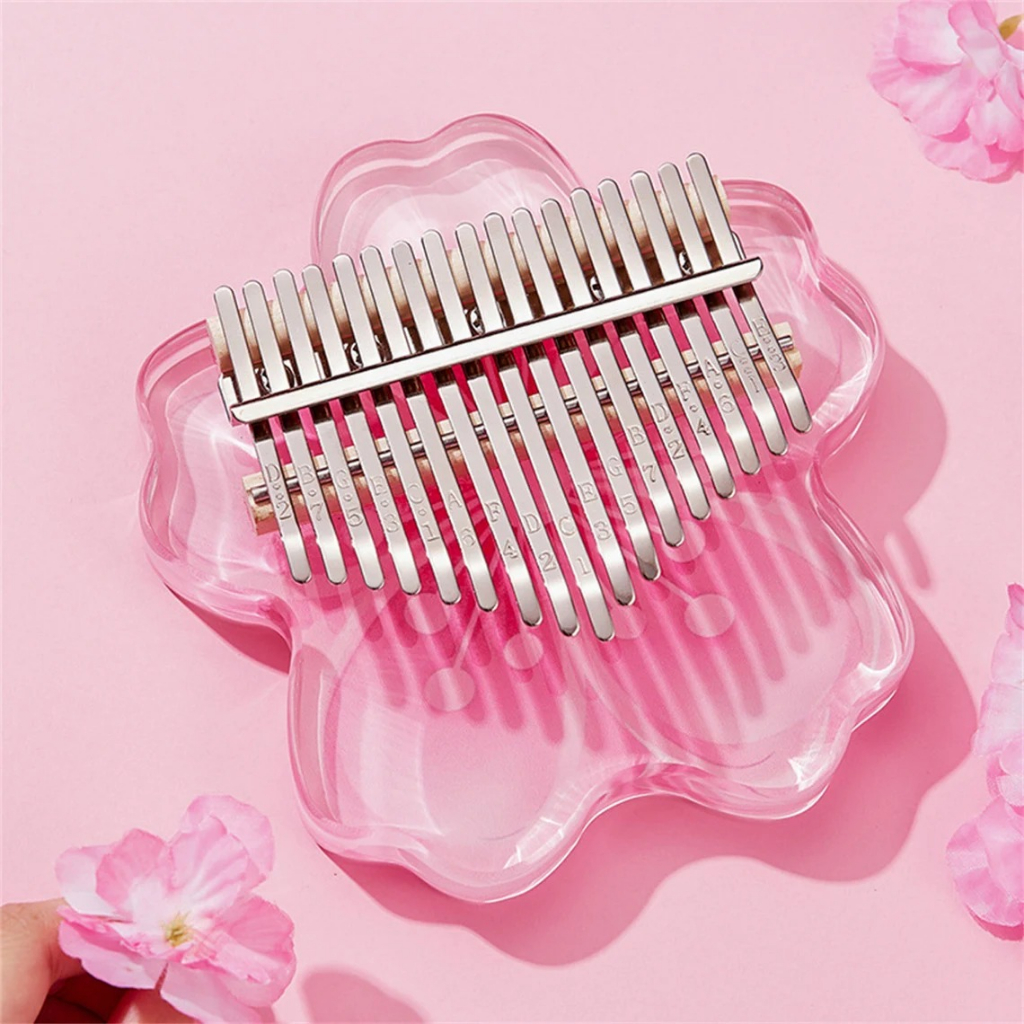 Đàn Kalimba Thumb Piano 17 key Hoa Anh Đào Trong Suốt Chất Liệu Acrylic 17 Phím - Tặng Full Phụ Kiện