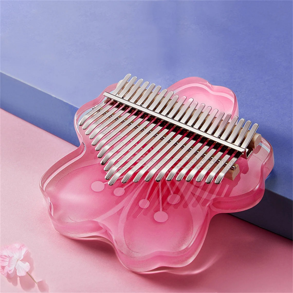 Đàn Kalimba Thumb Piano 17 key Hoa Anh Đào Trong Suốt Chất Liệu Acrylic 17 Phím - Tặng Full Phụ Kiện