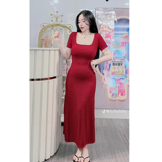 Đầm cổ vuông  hotrend siêu hot màu cực tôn da