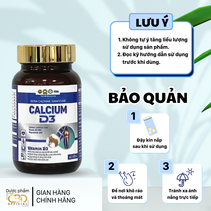 Viên uống tăng chiều cao CALCIUM D3 bổ sung Canxi, giúp tăng chiều cao từ 8-27 tuổi (60v/hộp)