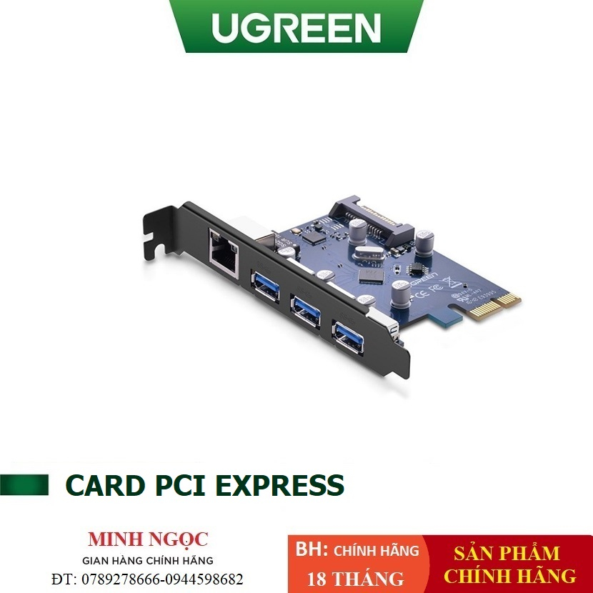 Card PCI Express sang 3 cổng USB 3.0 + Lan Gigabit 10/100/1000Mbps ...