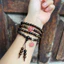 Vòng tay trầm hương sánh chìm 6mm 108 hạt mix charm hồ ly đào hoa bọc bạc-phong thủy thời trang