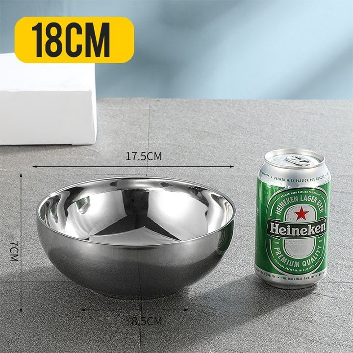 Bát inox 2 lớp chống nóng, Tô Canh Inox Cách Nhiệt 2 Lớp cỡ 18cm ...