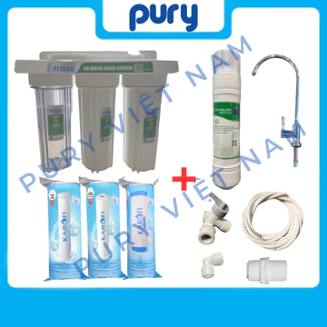 Hệ Thống Lọc Nước Tinh Khiết Không Dùng Điện (Bộ Lọc Nước Sinh Hoạt 10 inch 3 Cấp Kết Hợp Màng UF)