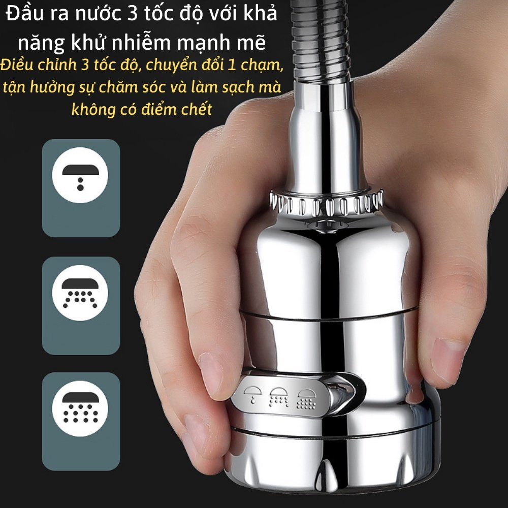 [RẺ VÔ ĐỊCH] Vòi Rửa Bát Vòi Xịt Tăng Áp Bồn Rửa Bát Xoay 360 Độ 3 Chế Độ Nước