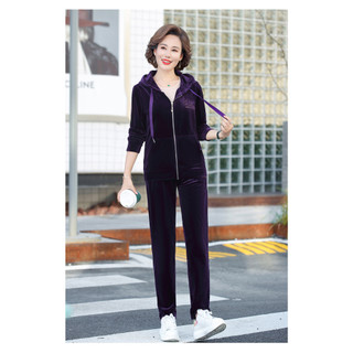 Bộ Quần Áo Nhung Mùa Xuân Thu Giản Dị Cho Mẹ AB28