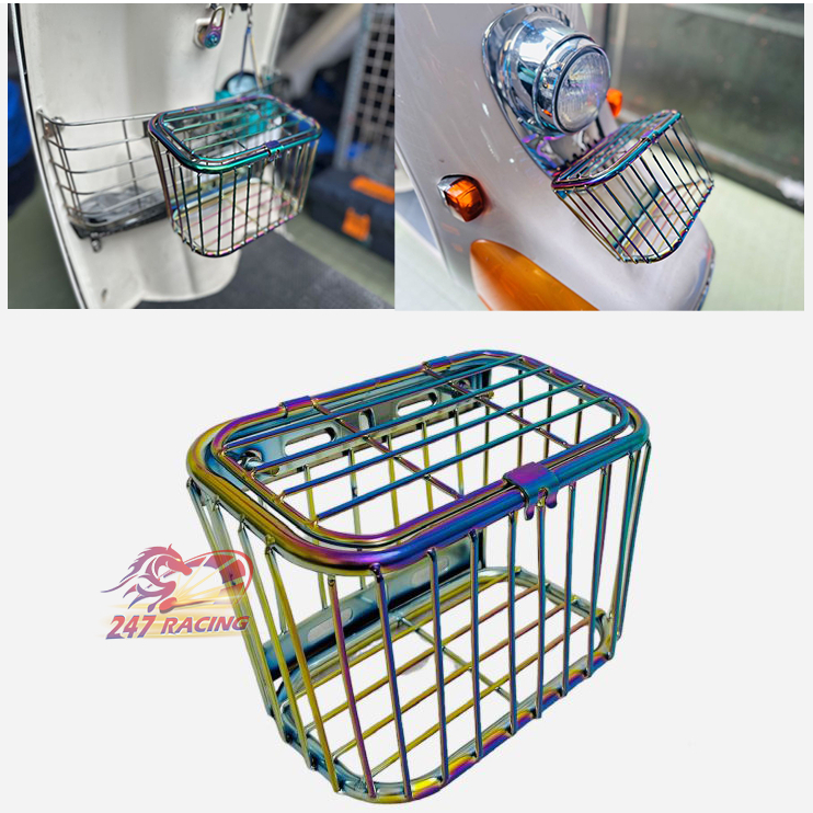 Rổ INOX MINI xi TITAN 7 MÀU Nắp Đậy Đa Năng gắn được nhiều loại xe máy Tiện Ích đẹp thời trang