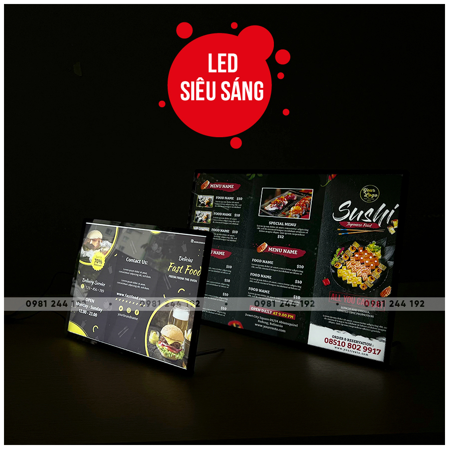 Bảng Hộp Đèn Led Menu A3 - A4, Khung Tranh Điện Led Để Bàn, Hộp Đèn ...