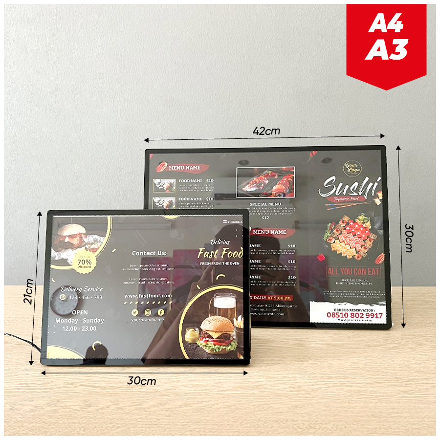 Bảng Hộp Đèn Led Menu A3 - A4, Khung Tranh Điện Led Để Bàn, Hộp Đèn ...