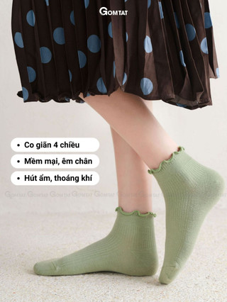 [FLASH SALE] Tất nữ cổ ngắn nhún bèo mùa hè GOMTAT, vớ cổ bèo mềm mại, êm chân, tôn dáng chân - MIA-2004