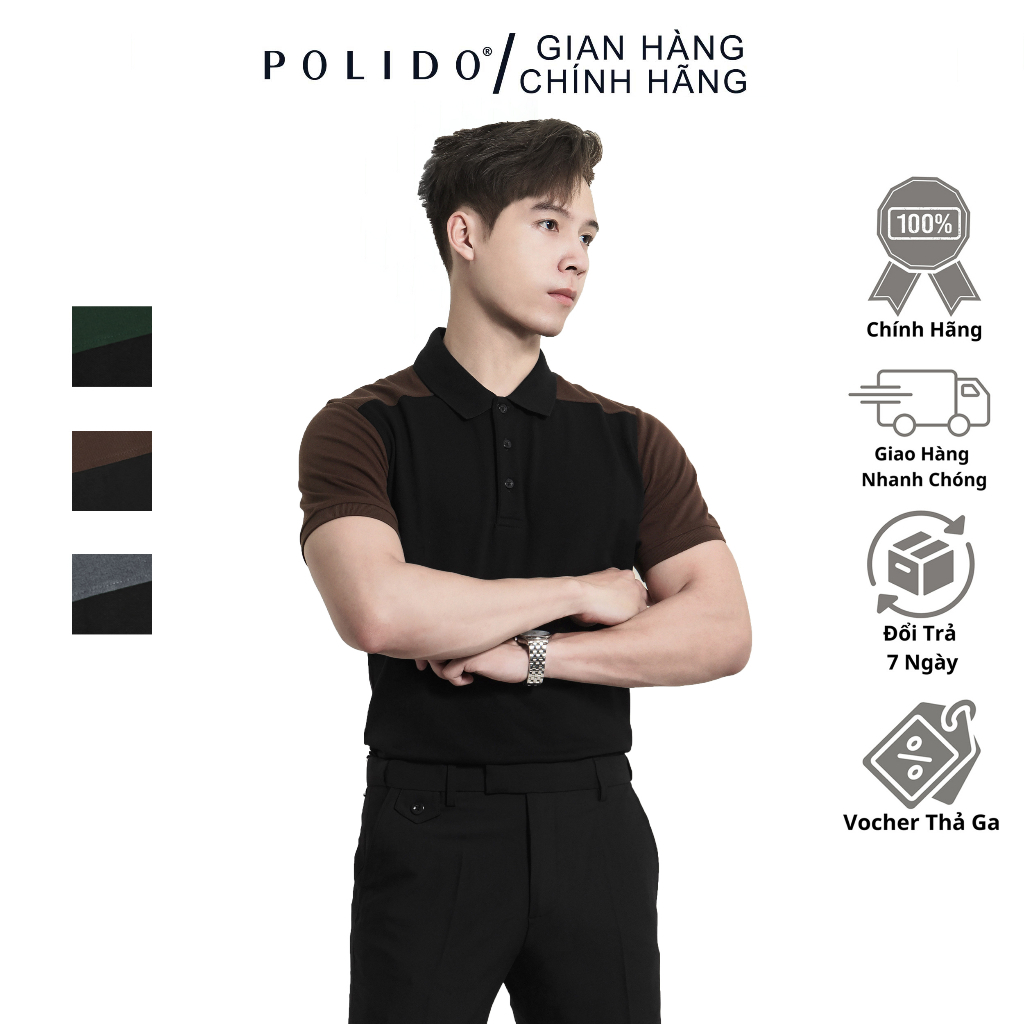 Áo Polo Phối Thân Polido Chất Liệu Cotton Mềm Mịn Thoáng Mát Thấm Hút Mồ Hôi Tốt Phong Cách Hiện Đại Thời Trang Cho Nam