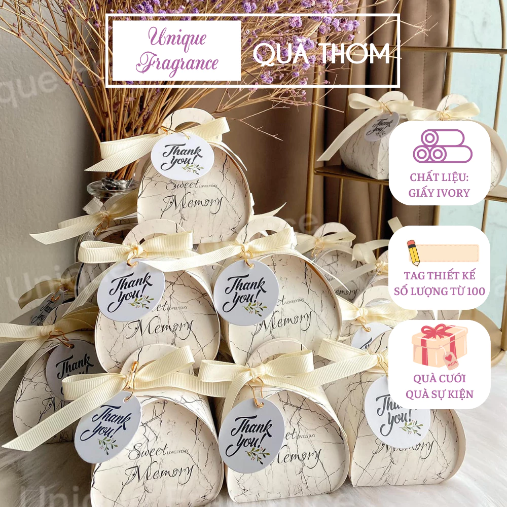 Hộp quà cưới - set 10 hộp quà nhỏ có nơ quà tặng đám cưới, quà sự kiện,quà doanh nghiệp