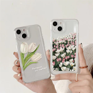 Ốp lưng iphone chống sốc Hoa tulip trong suốt Cho iPhone 7Plus 8Plus XR 11 12 13 14 Pro MAX 6 6S 14 X XS MAX sd5037