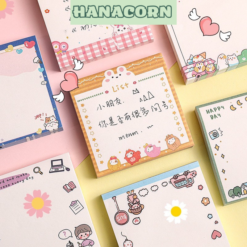 Giấy note ghi chú vuông có dính hoạt hình dễ thương HANACORN - Note ...