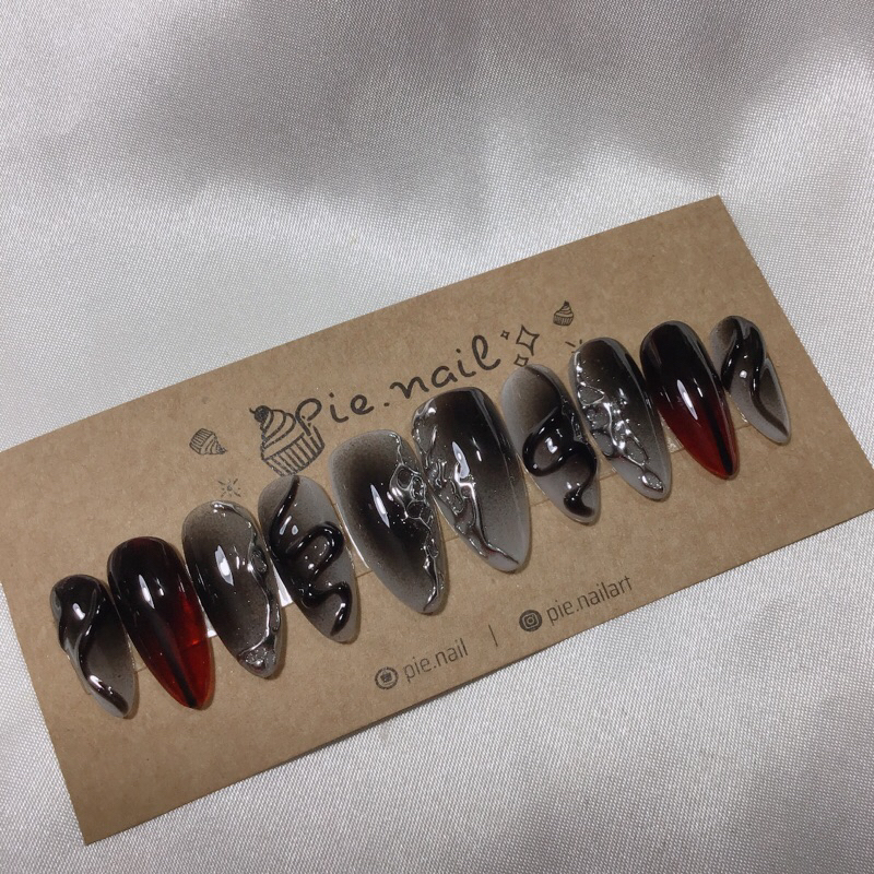200. nailbox ombre trắng đen mix đỏ