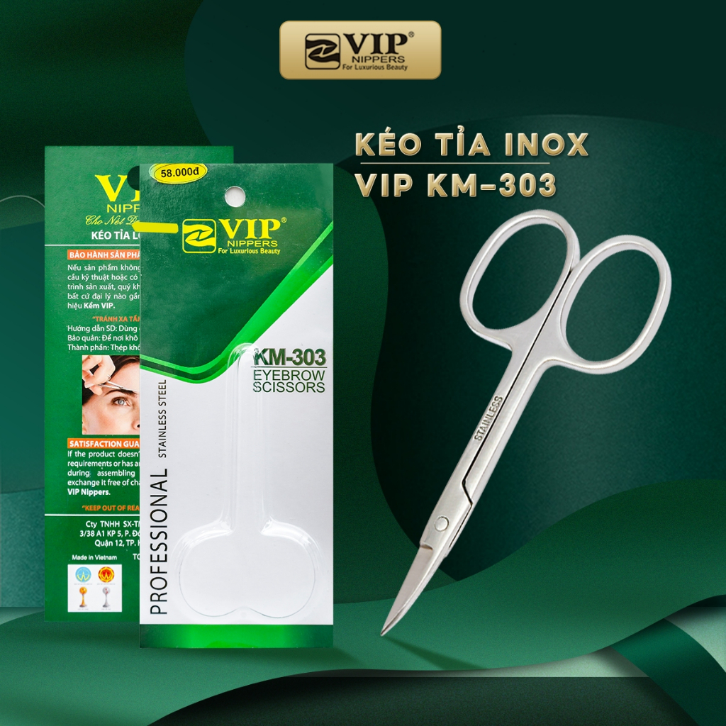 Kéo Cắt Phom Móng, Tỉa Lông Mày Inox VIP
