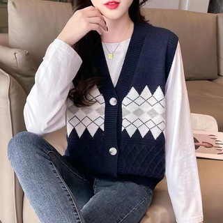 [XẢ KHO GIÁ SỐC]  Áo len gile nữ họa tiết thổ cẩm len dệt kim Quảng Châu mềm mịn co giãn mặc mùa thu đông mã VAA0461