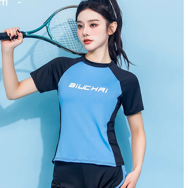 Ảnh Đồ bơi Bikini nữ LUHAZO kín đáo Đùi 2022 ngắn Tay đi biển 2 mảnh bigsize du lịch Đẹp Co Giãn 9010 3