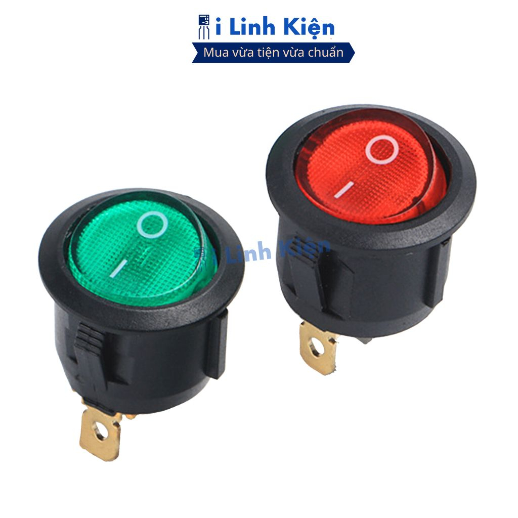 Công tắc bập bênh tròn 3 chân KCD1-105 250V 6A có đèn chính hãng đảm bảo chất lượng ilinhkien.