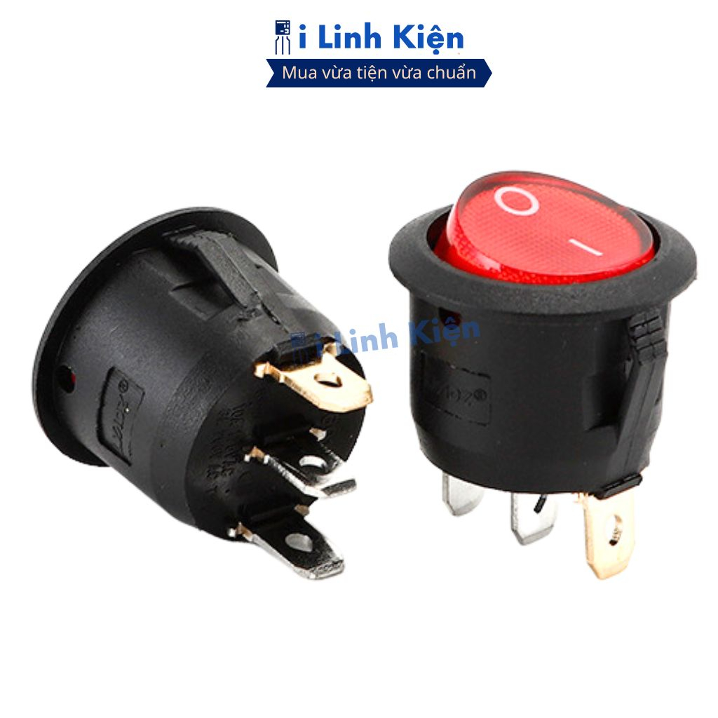 Công tắc bập bênh tròn 3 chân KCD1-105 250V 6A có đèn chất lượng cao ilinhkien.